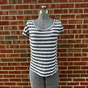 J. Crew White and Gray Fitted Short Sleeve T-Shirt